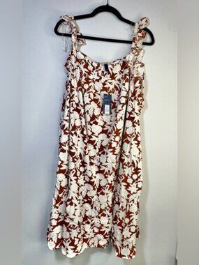 UNIVERSAL THREAD Brown and White Midi Flutter Sleeveless dress - 3X‎